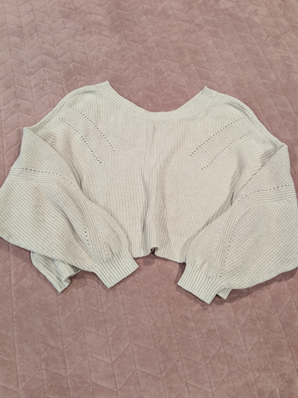 Women's Cream Knit Crop Sweater, Balloon Sleeve, Bought at Buckle, Size XL